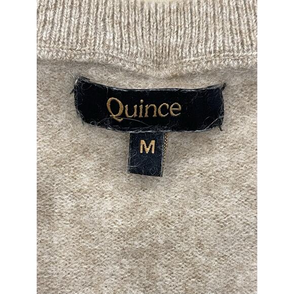 Quince Mongolian Cashmere Maternity V-Neck Sweater Medium Oatmeal Beige - Picture 5 of 9